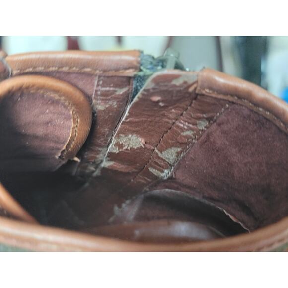 Antonio Melani Garnett Brown Green Leather Lace Up Buckle Zip Heel Boots US 7.5M - Picture 9 of 10